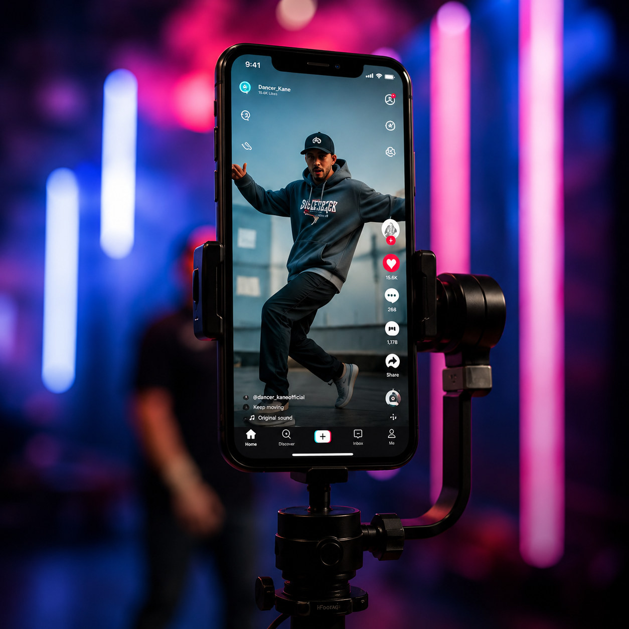 Vertical social video being captured on a smartphone