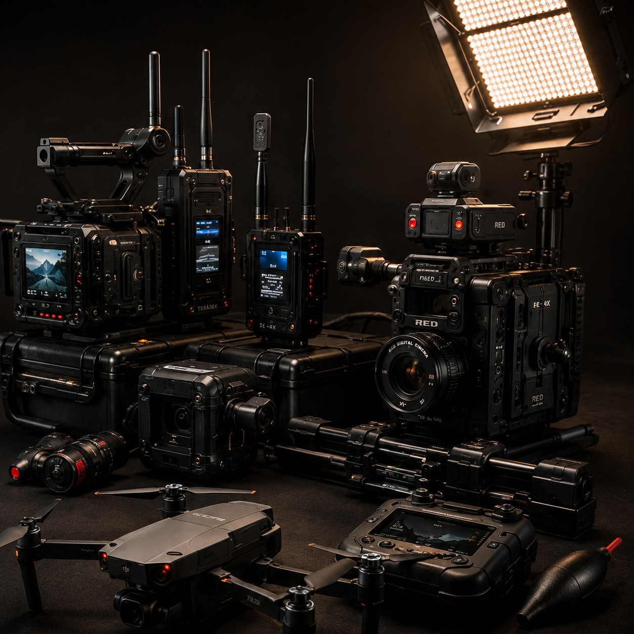Cinema cameras, wireless production equipment and drone